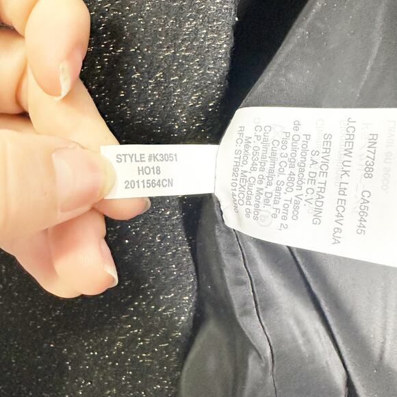 J.Crew Womens Jacket Going Out Blazer Tinsel Tweed Wool Blend Lined Black Size 2 - Picture 12 of 12
